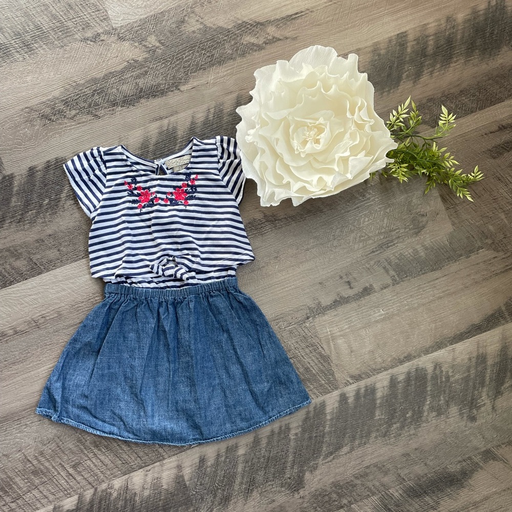 ⛵️Lucky Brand Tie-Waist Blue & White Dress